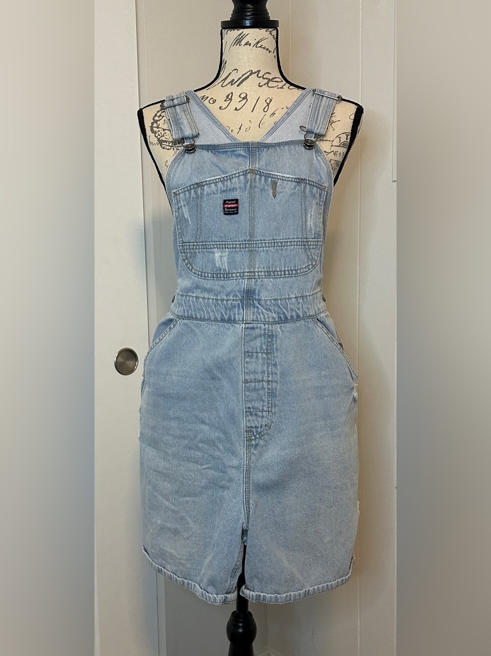 Vintage 90s Union Bay Denim Overall Shorts Light Wash Size XL